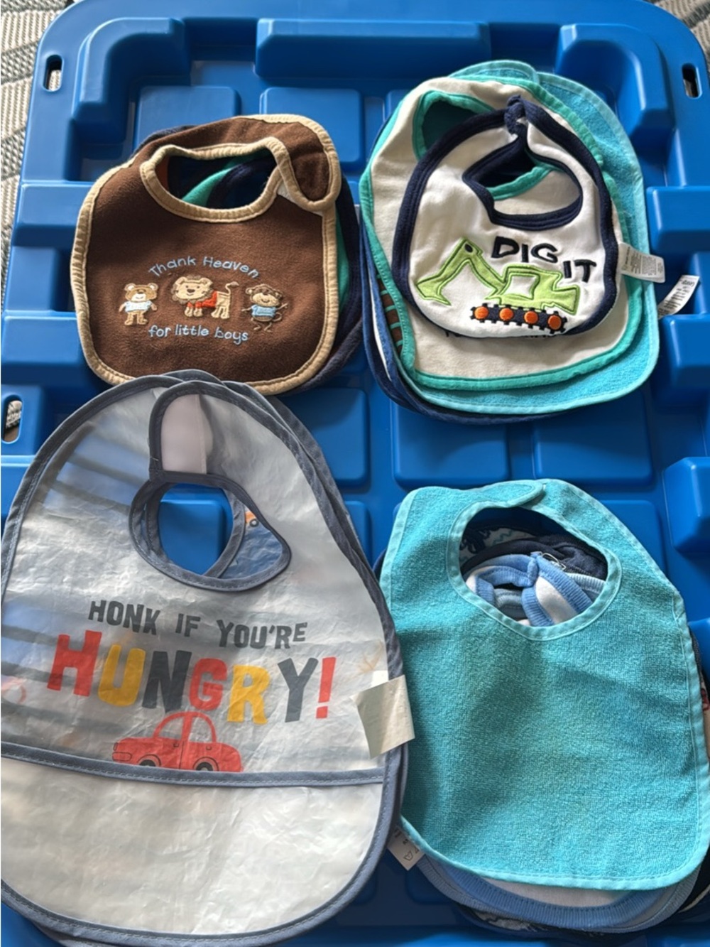 Unbranded Baby Bib Set - Teal, Brown, White & Blue